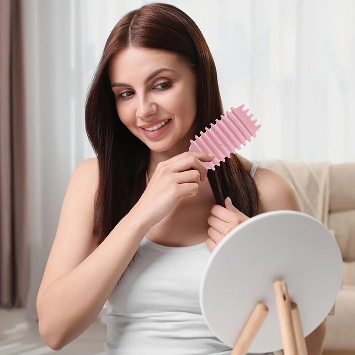 Pink detangling candy brush with cleaning claw and natural bristles for curly hair on Tampa Home & Garden Store