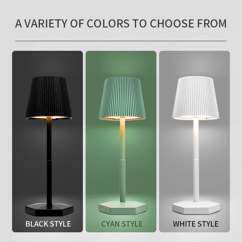 LumiGrid | Modern Stripe LED Table Lamp with Touch Dimming | Metal USB Desk Light for Decor