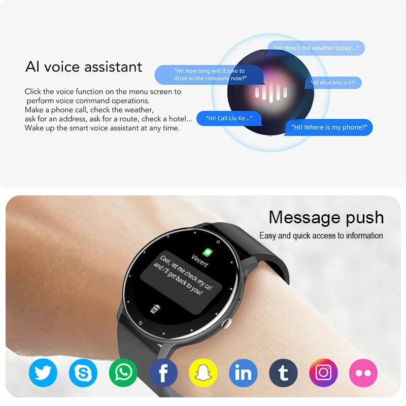 Smartwatch UpTrend Deals round touch screen, heart rate monitor, Bluetooth, black band on Tampa Home & Garden Store