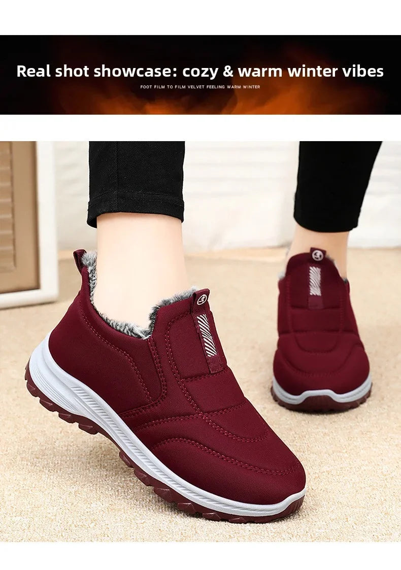 Women's Snow Boots UpTrend Deals maroon cotton slip-on with faux fur lining and non-slip sole on Tampa Home & Garden Store
