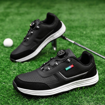 Golf Shoes EstaliosFit black anti-slip outdoor golf shoes with white sole on Tampa Home & Garden Store