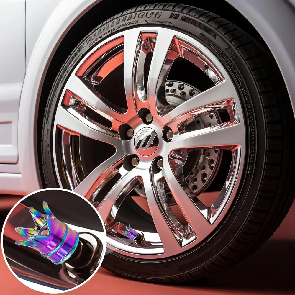 4PCS Crown Valve Stem Caps BikerZoneZ iridescent purple crown caps for car valve stems on Tampa Home & Garden Store