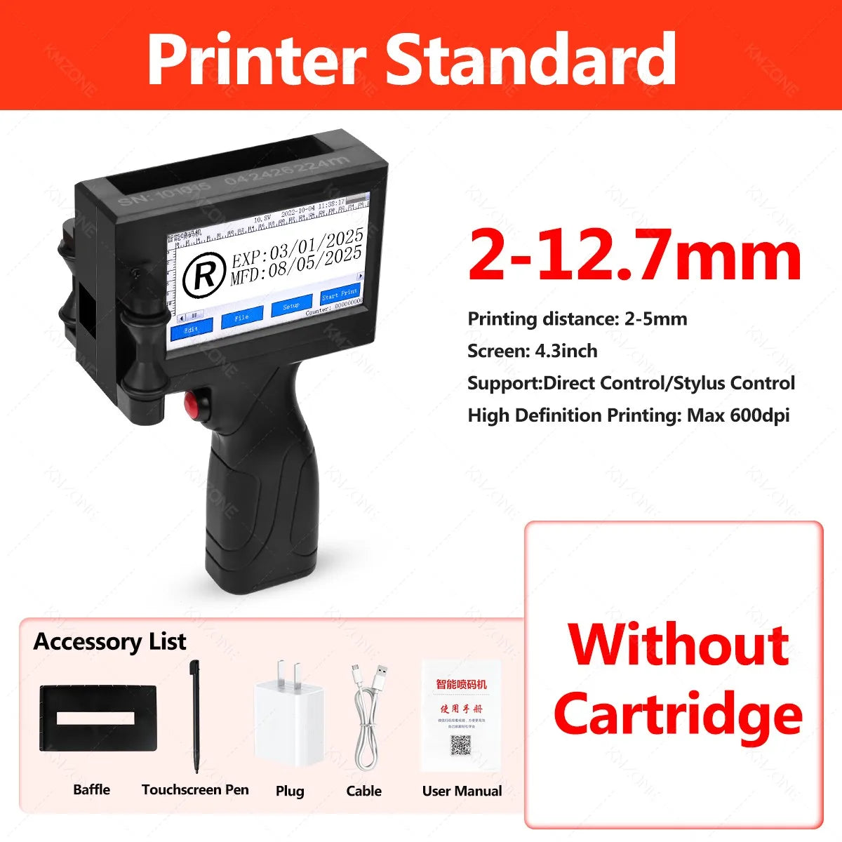 Portable handheld inkjet printer TIJ coding machine with touch screen, black unit on Tampa Home & Garden Store