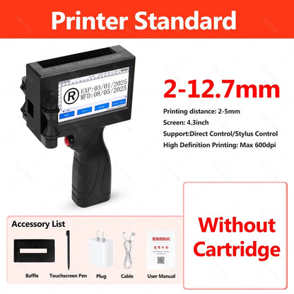Portable handheld inkjet printer TIJ coding machine with touch screen, black unit on Tampa Home & Garden Store