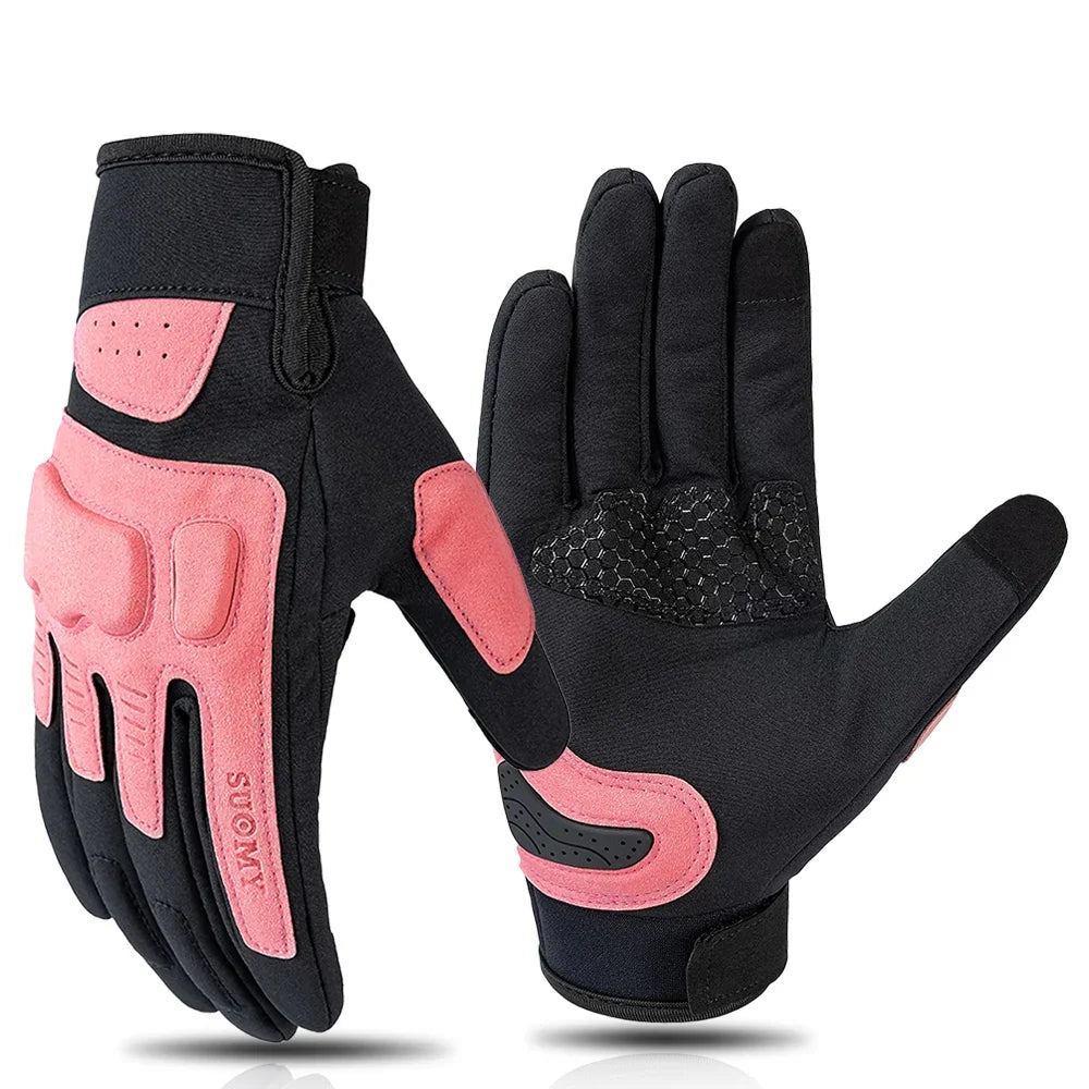 Motorcycle gloves by BikerZoneZ, pink and black pair with protective padding and textured palm on Tampa Home & Garden Store