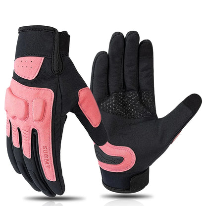 Motorcycle gloves by BikerZoneZ, pink and black pair with protective padding and textured palm on Tampa Home & Garden Store