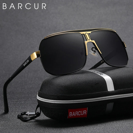 BARCUR polarized men's sunglasses with gold frame and dark gradient lenses on Tampa Home & Garden Store