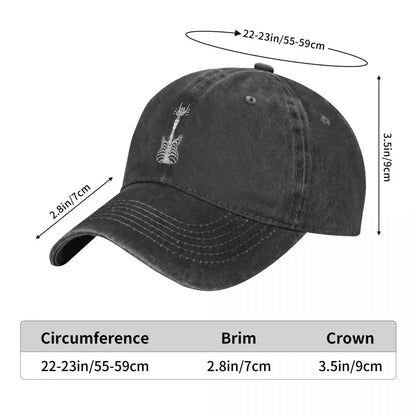 Rock & Roll Skeleton Caps by BikerZoneZ washed black cotton cap with skeleton guitar embroidery curved brim on Tampa Home & Garden Store