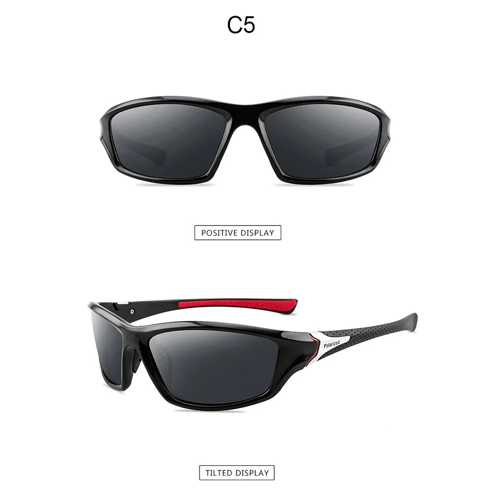 BikerZoneZ polarized sunglasses, black frame with dark lenses UV400 for outdoor sports on Tampa Home & Garden Store