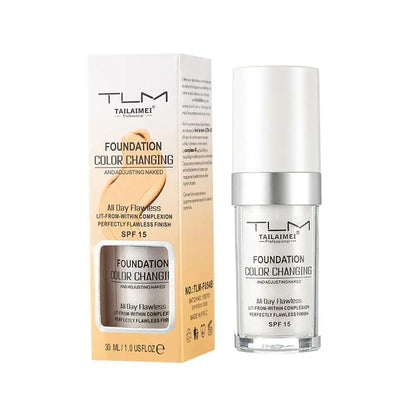 Foundation Color Changing bottle by TLM Tailaimei with matching box 30 ml SPF 15 on Tampa Home & Garden Store