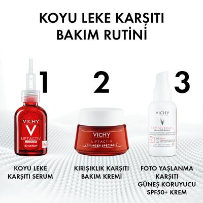 3x Vichy Liftactiv Serum bottle, Collagen Cream jar, Capital SPF50+ sunscreen white bottle on Tampa Home & Garden Store