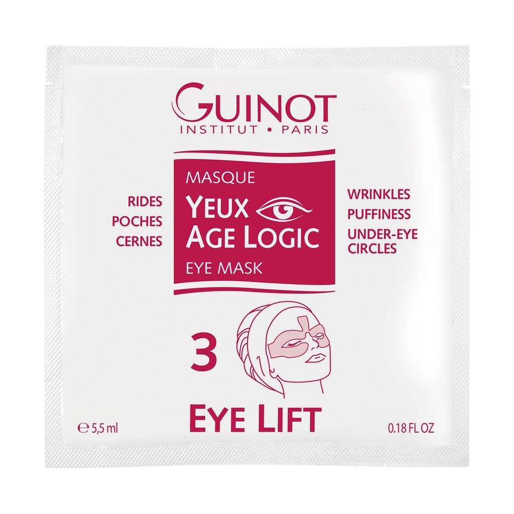 Guinot Age Logic Eye Mask sachet with pink label and eye lift graphic on Tampa Home & Garden Store