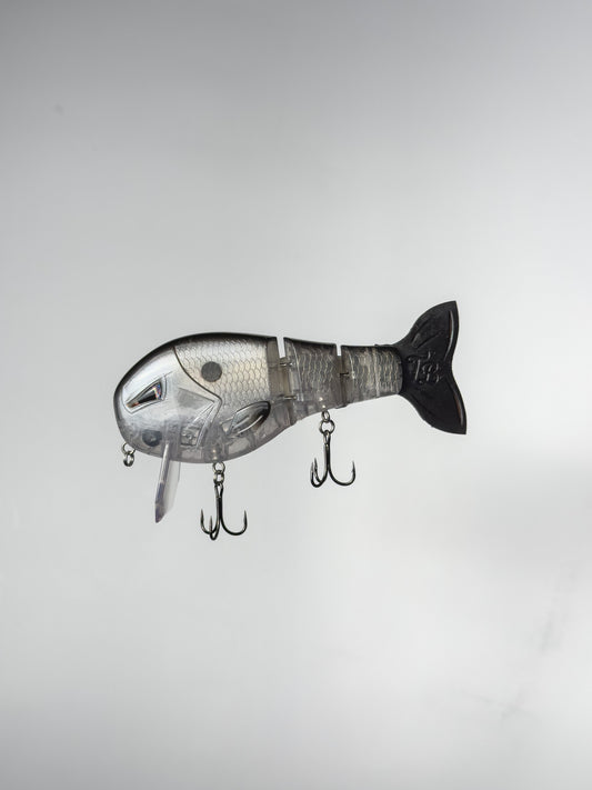 Shad WakeWalker LT swimbait by Throwback Baits, silver translucent body with scale texture on Tampa Home & Garden Store