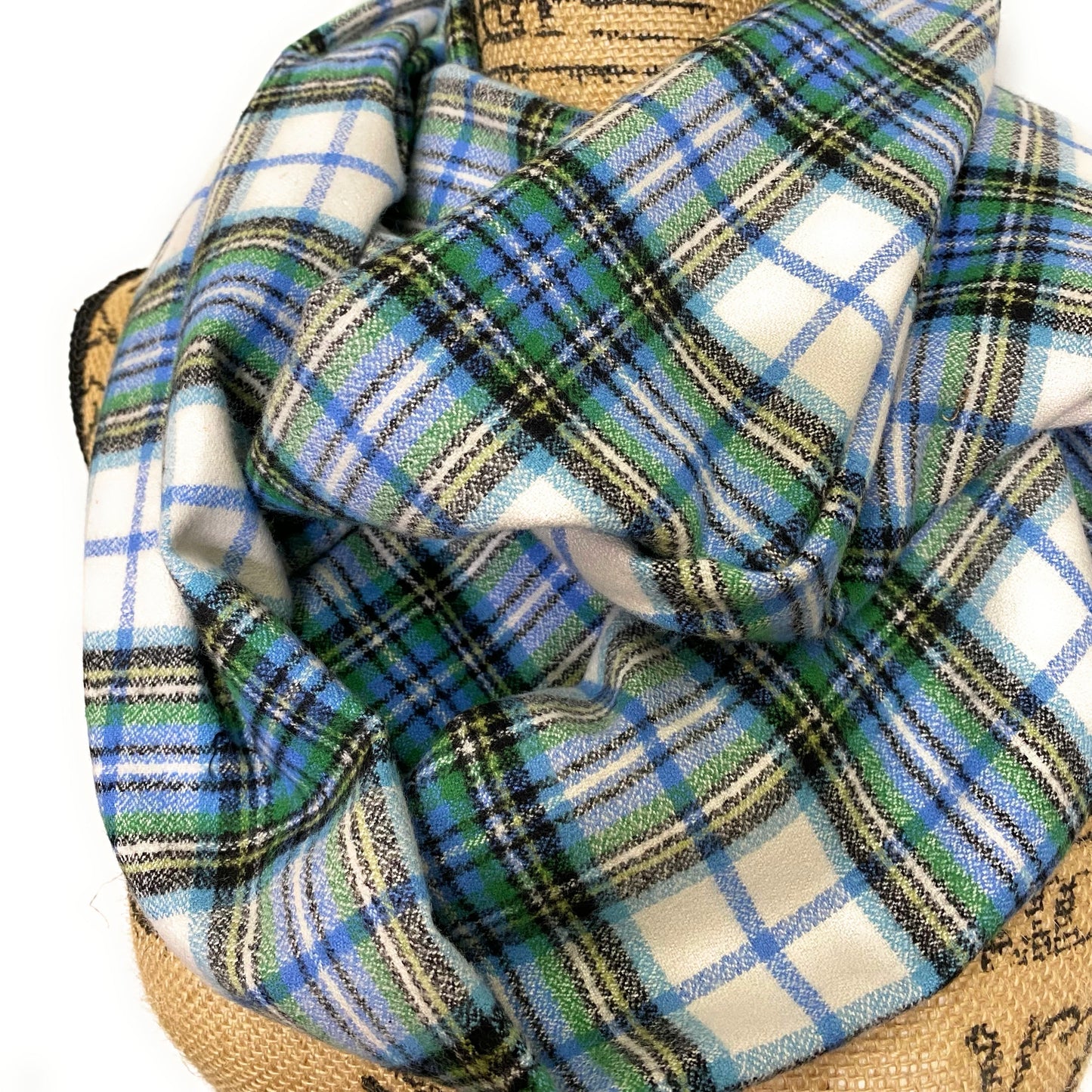 Shades of Blue and Green on White 100% Organic Cotton Plaid Infinity and Blanket Scarves - Tampa Home & Garden Store