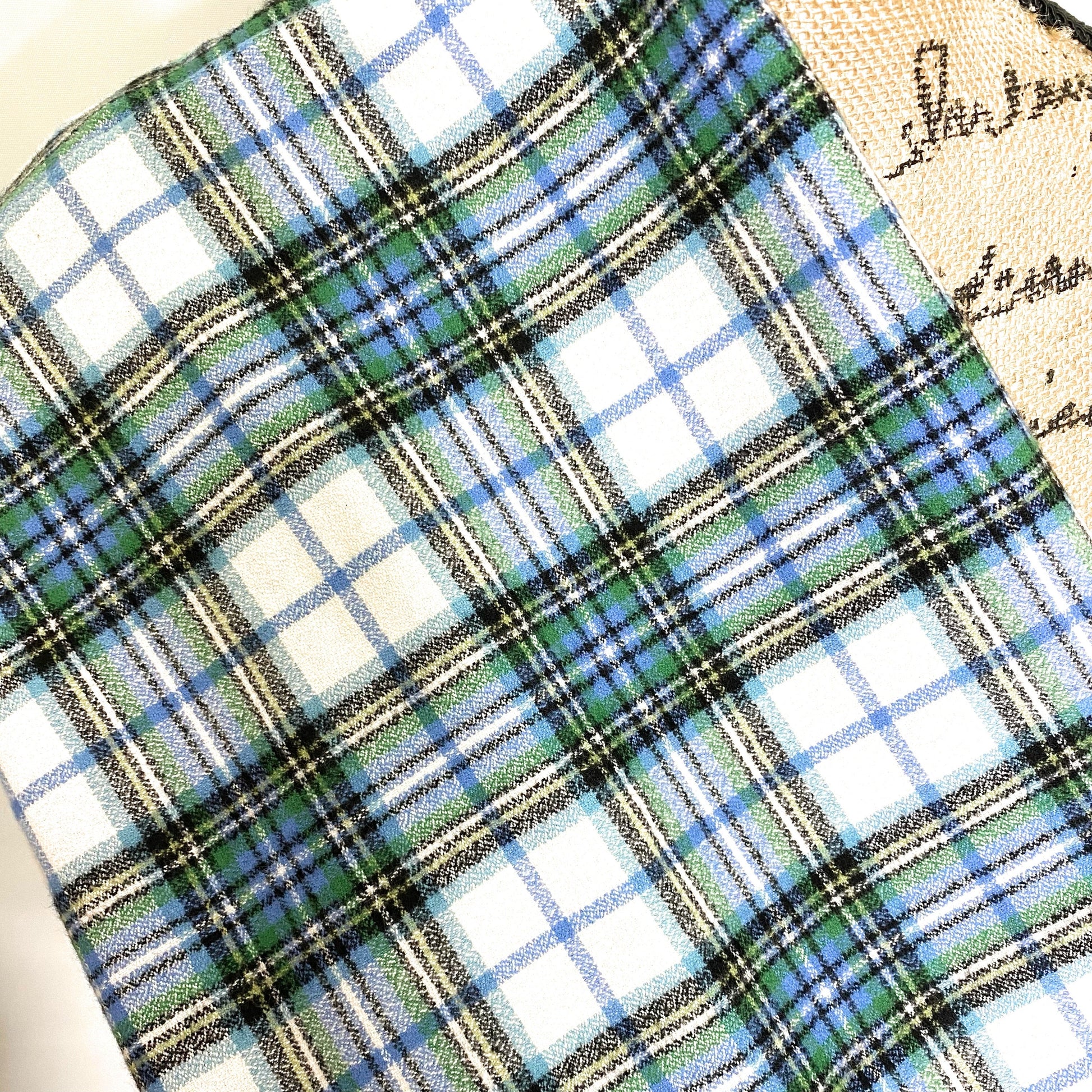 Shades of Blue and Green on White 100% Organic Cotton Plaid Infinity and Blanket Scarves - Tampa Home & Garden Store