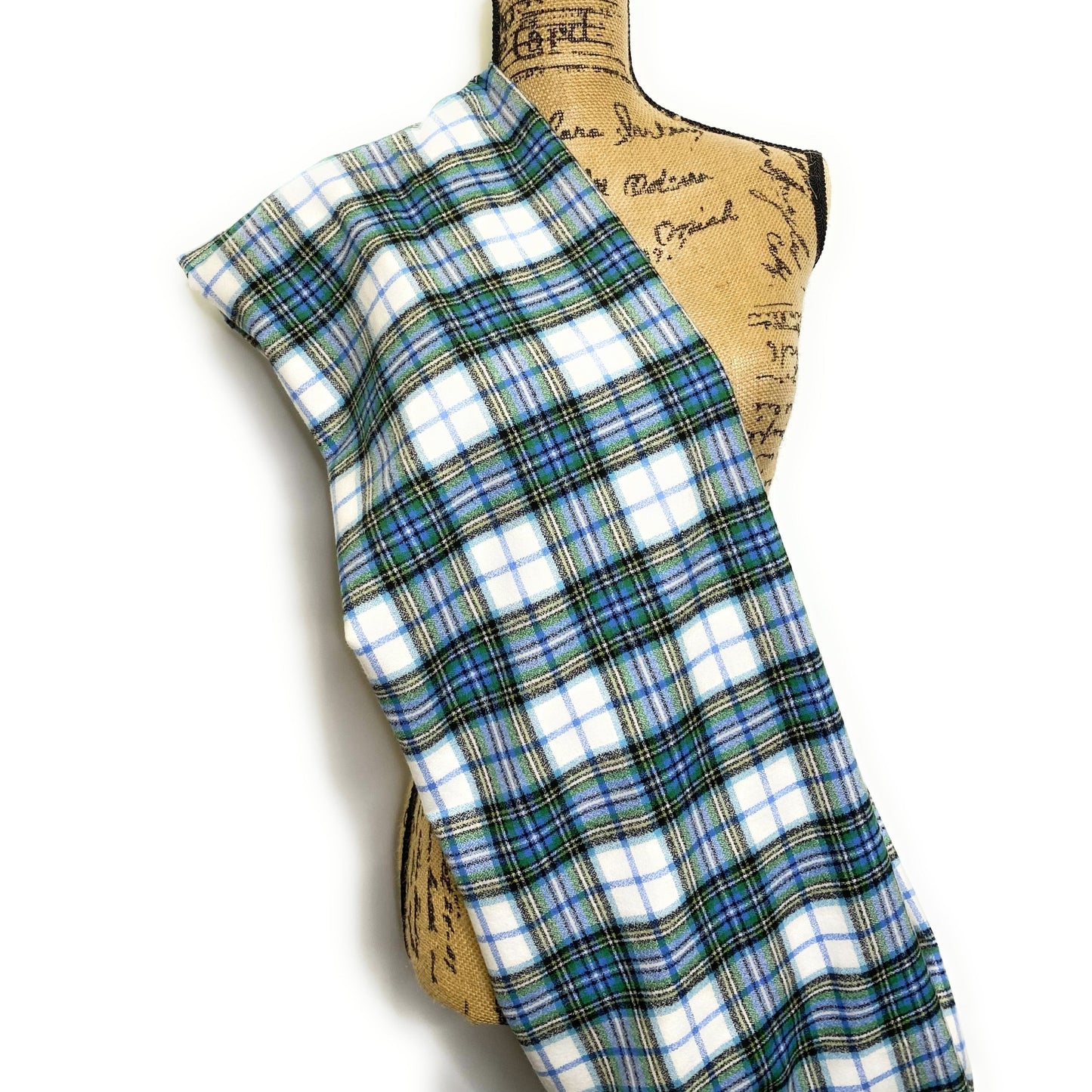 Shades of Blue and Green on White 100% Organic Cotton Plaid Infinity and Blanket Scarves - Tampa Home & Garden Store