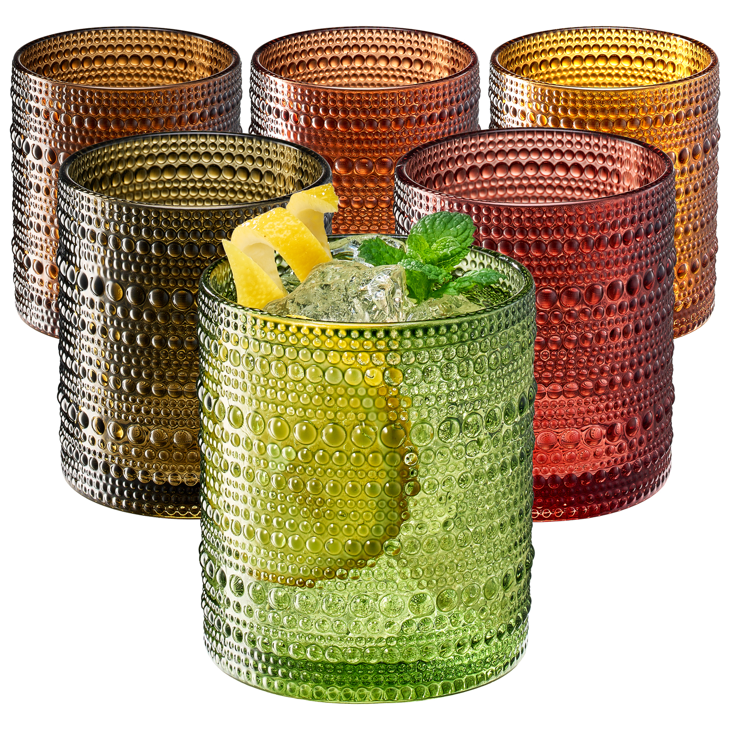 Fortuna Hobnail Lowball Glasses Set of Six