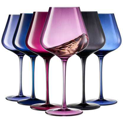 Fortuna Clear Stemmed Wine Glasses Set of Six