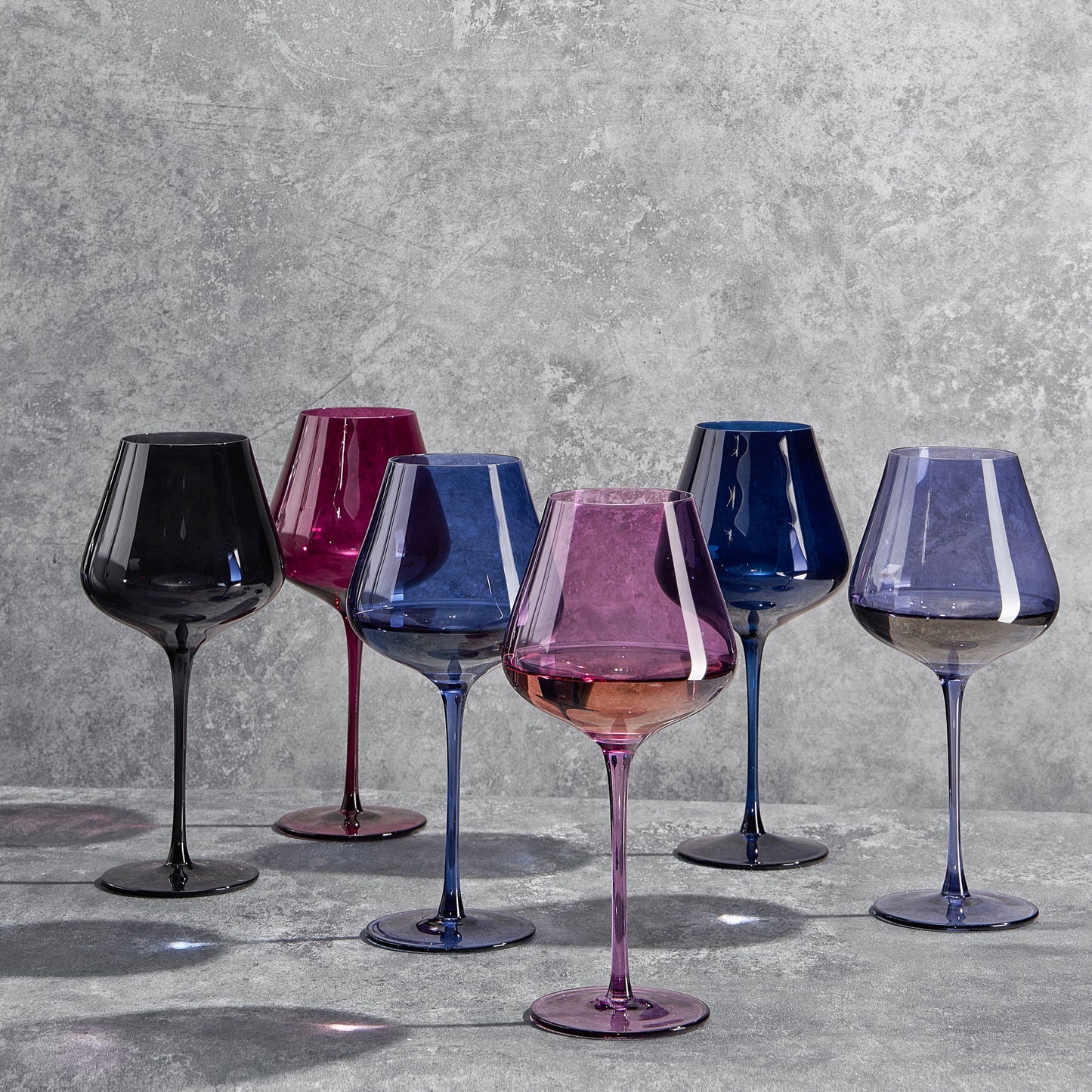 Fortuna Clear Stemmed Wine Glasses Set of Six