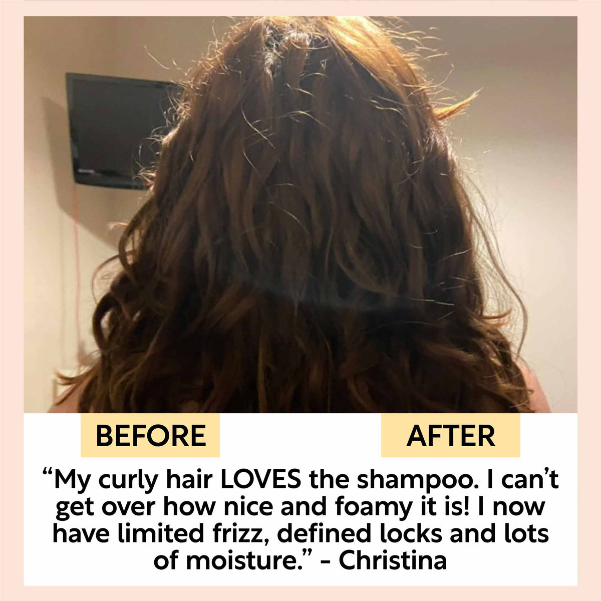 UpCircle Shampoo Crème with Pink Berry Extract Jumbo, back view of brown hair with before-after on Tampa Home & Garden Store