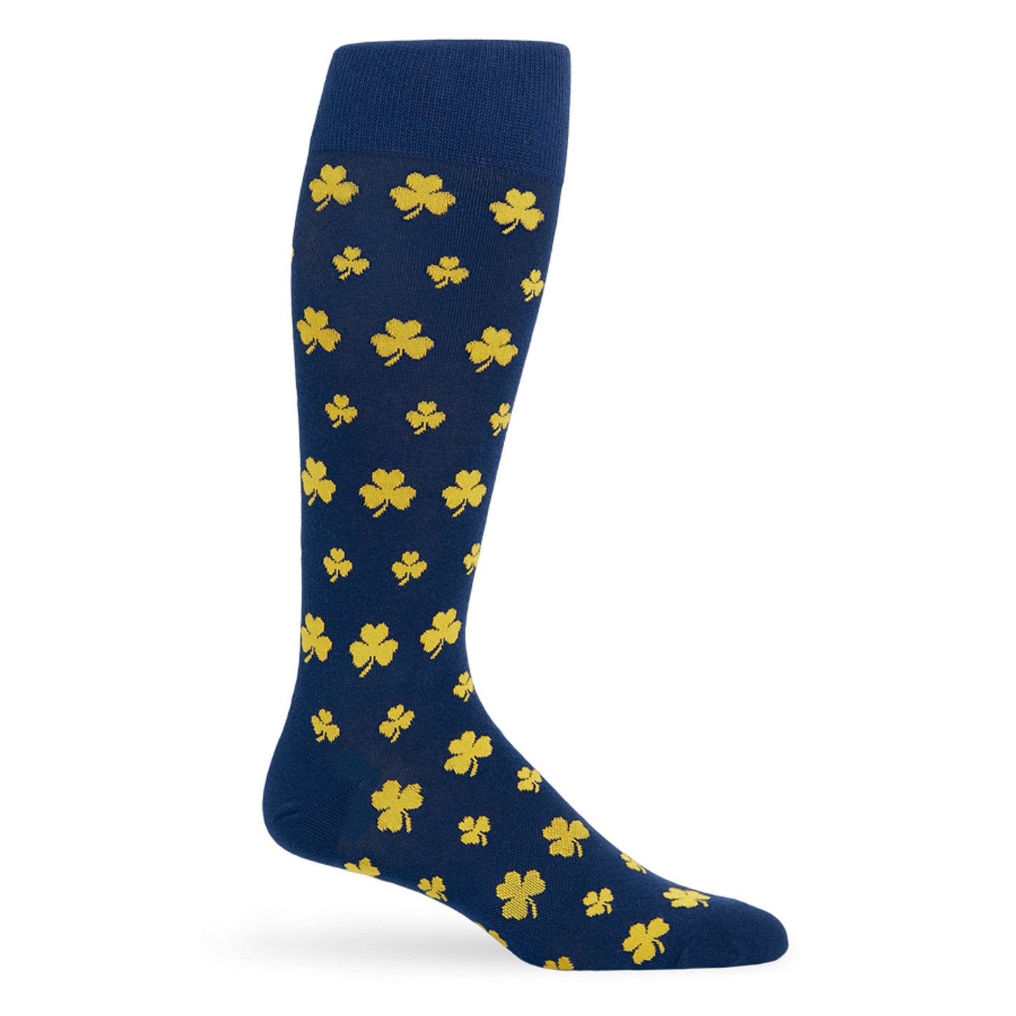 Navy Gold Mixed Socks 8 Pack by DeadSoxy, navy crew socks with yellow clover pattern on Tampa Home & Garden Store