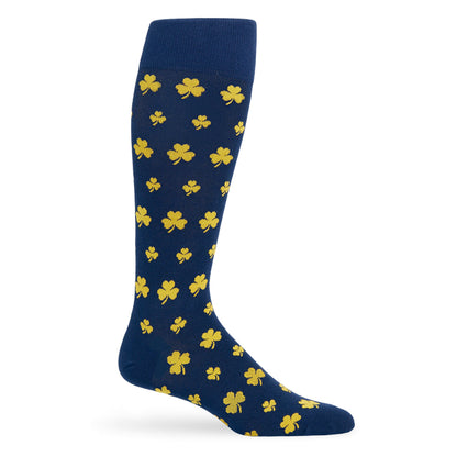 Navy Gold Mixed Socks 8 Pack by DeadSoxy, navy crew socks with yellow clover pattern on Tampa Home & Garden Store