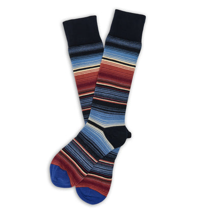 F24 Dress Sock 3-Pack A DeadSoxy boardroom striped socks in navy with blue and red bands on Tampa Home & Garden Store