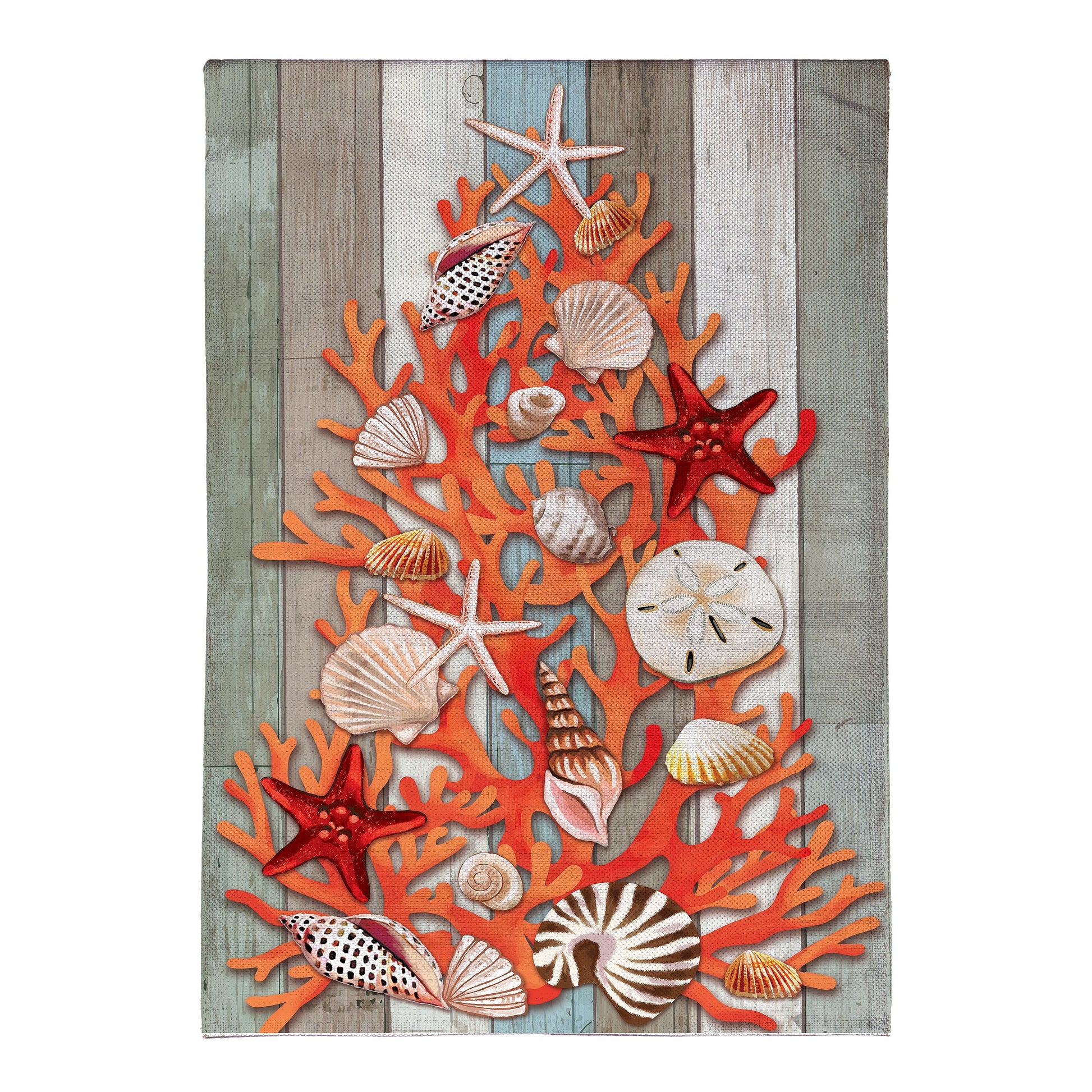 Shell Christmas Tree Burlap Flag - Tampa Home & Garden Store