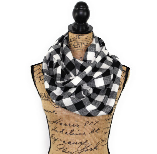 Shepherds Plaid Classic Black and White Buffalo Plaid Flannel Infinity or Blanket Scarf Gingham Check - Tampa Home & Garden Store
