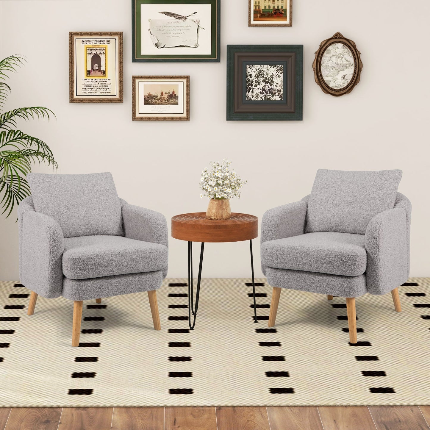 Sillón Sherpa moderno para sala de estar con cojín de asiento - Gris