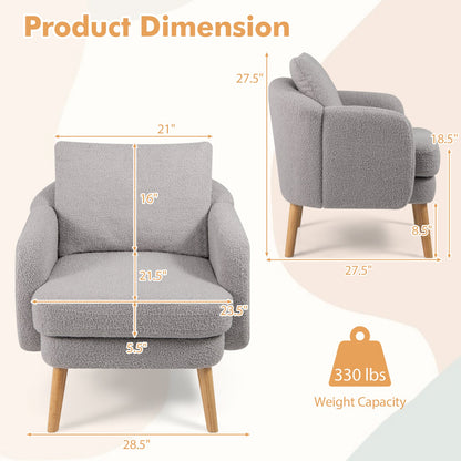 Sillón Sherpa moderno para sala de estar con cojín de asiento - Gris
