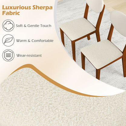 Sherpa Dining Chairs Set of 4 with Rubber Wood Legs for Dining Room-Walnut