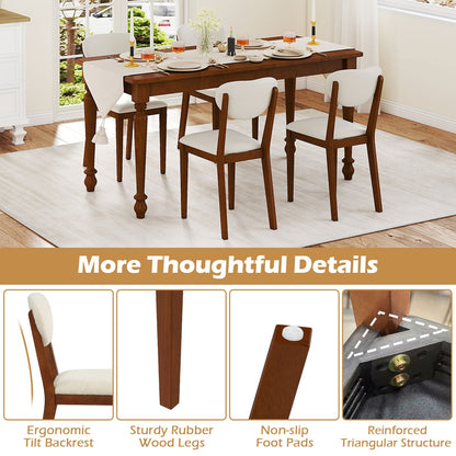 Sherpa Dining Chairs Set of 4 with Rubber Wood Legs for Dining Room-Walnut