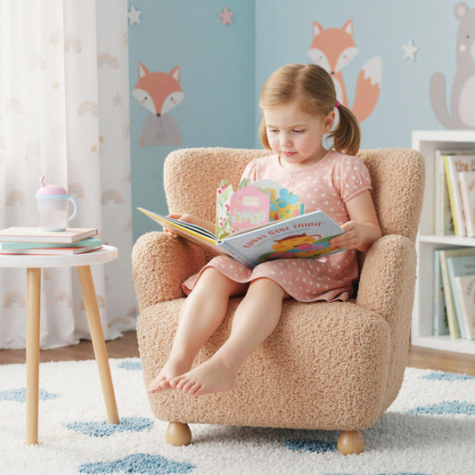 Sherpa Kids Sofa Comfy Toddler Armchair with Solid Rubber Wood Legs - Tampa Home & Garden Store