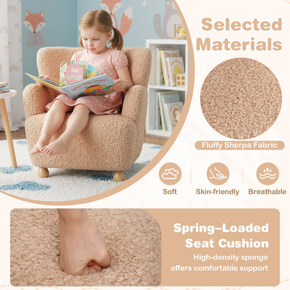 Sherpa Kids Sofa Comfy Toddler Armchair with Solid Rubber Wood Legs