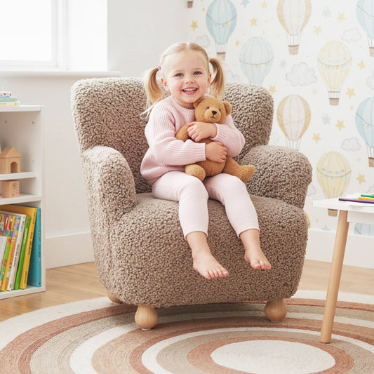 Sherpa Kids Sofa Comfy Toddler Armchair with Solid Rubber Wood Legs - Tampa Home & Garden Store