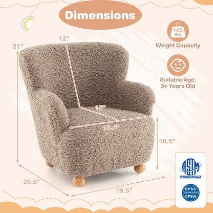 Sherpa Kids Sofa Comfy Toddler Armchair with Solid Rubber Wood Legs