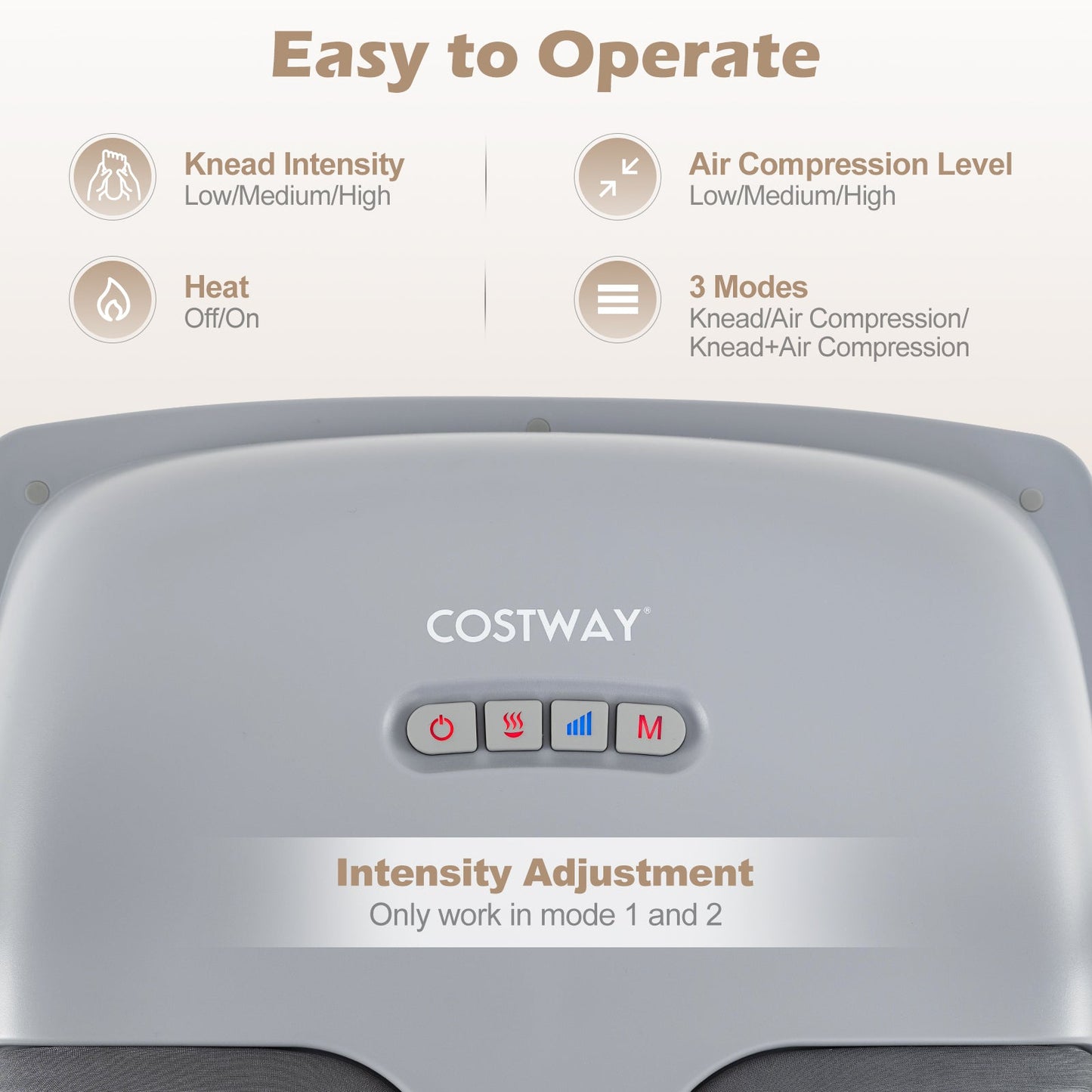 Shiatsu Foot Massager with 3-Level Deep Kneading and Air Compression