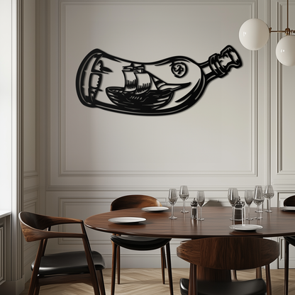 Ship in a Bottle Metal Wall Art – Nautical Silhouette Design for Sea Lovers- KAF691 - Tampa Home & Garden Store