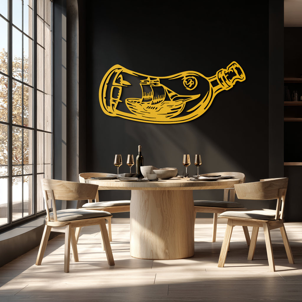 Ship in a Bottle Metal Wall Art – Nautical Silhouette Design for Sea Lovers- KAF691 - Tampa Home & Garden Store