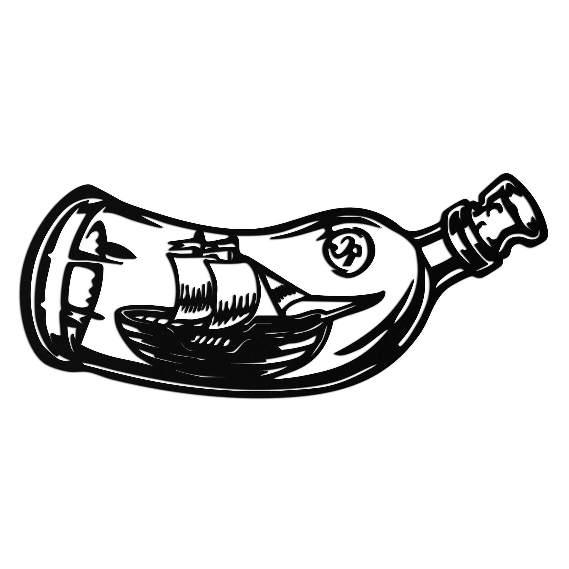 Ship in a Bottle Metal Wall Art – Nautical Silhouette Design for Sea Lovers- KAF691 - Tampa Home & Garden Store