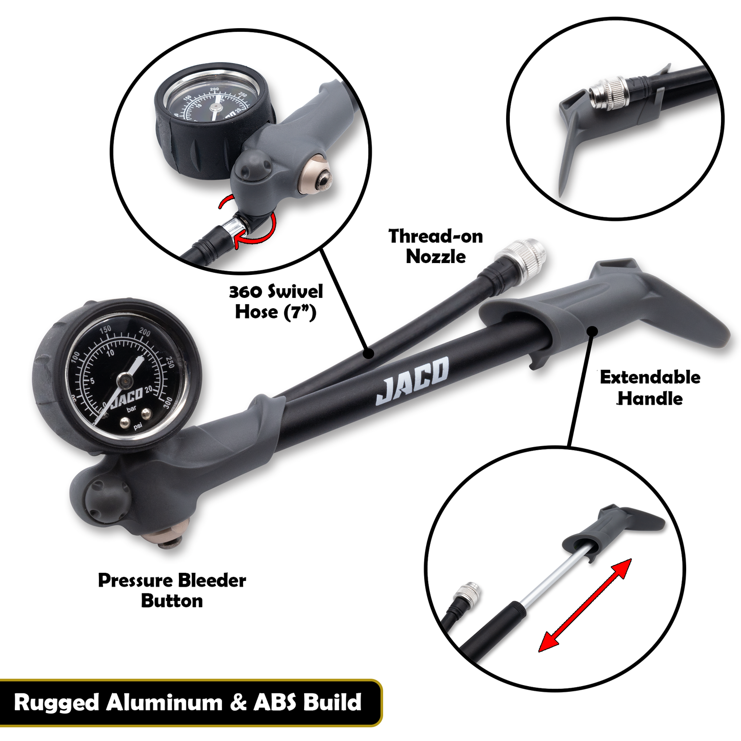 ShockPro™ Mountain Bike Shock Pump with Gauge - 300 PSI - Tampa Home & Garden Store
