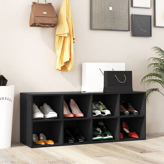 Zapatero de 8 compartimentos con capacidad de peso de 226 kg - Negro