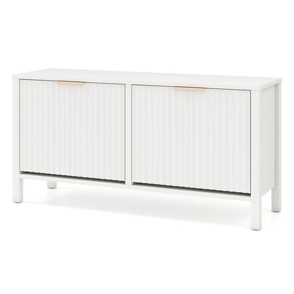 Shoe Storage Bench Narrow Wooden Entryway Bench with 2 Flip Drawers