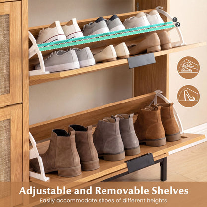 Shoe Storage Cabinet with 4 Flip Drawers