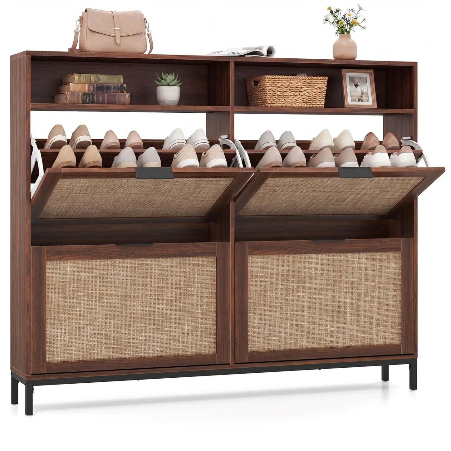 Shoe Storage Cabinet with 4 Flip Drawers