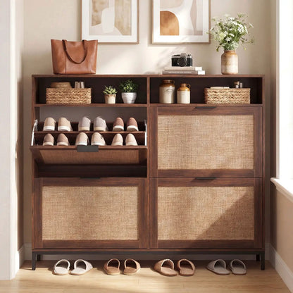 Shoe Storage Cabinet with 4 Flip Drawers
