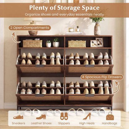 Shoe Storage Cabinet with 4 Flip Drawers