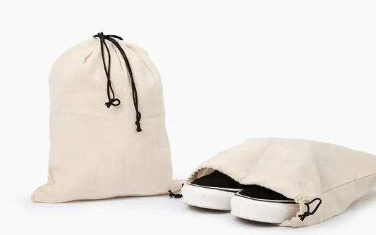 Purses & Shoes Storage Bags beige drawstring bag Organic Cotton Mart, household storage (2-pack) on Tampa Home & Garden Store