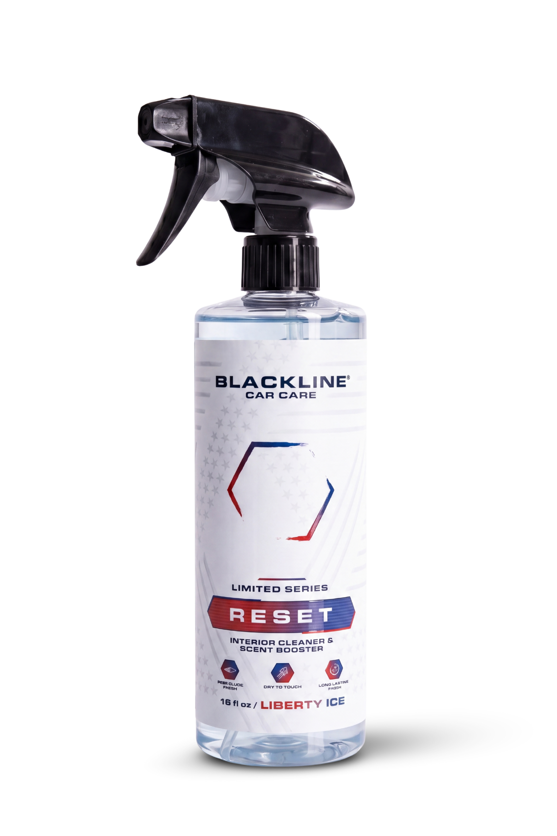 Blackline Reset interior cleaner & scent booster spray bottle, Blackline Car Care branding on Tampa Home & Garden Store